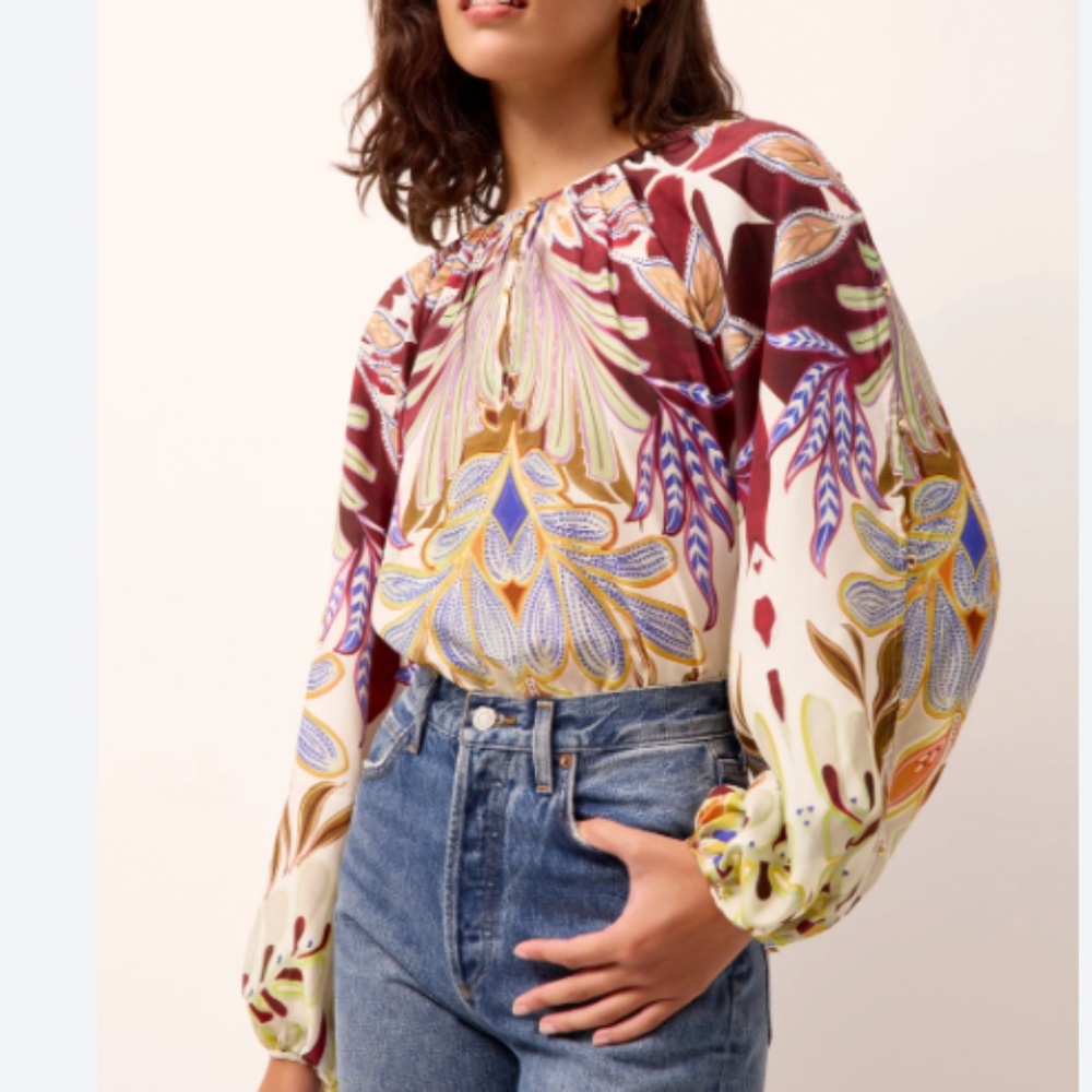 MARIE OLIVER Medium M Arabella blouse Tranquility pattern nwt - Picture 1 of 8